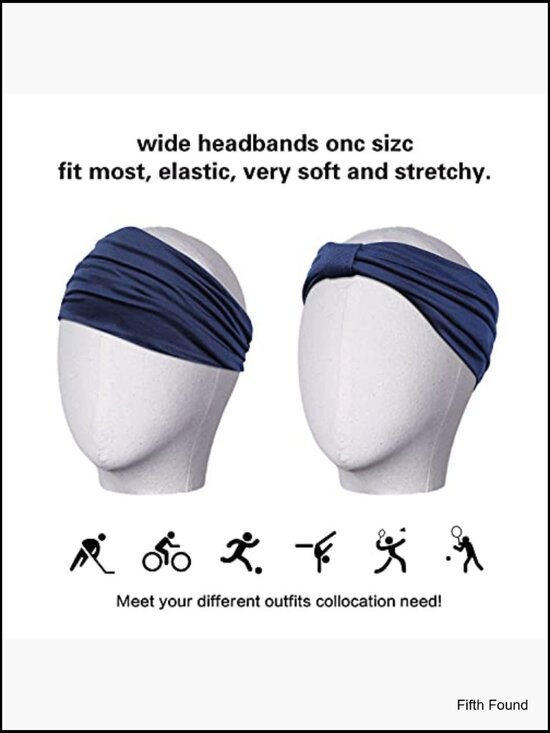 6 Pack Wide Headbands Non Slip Soft Elastic Yoga Running Sports Workout Gym main image 5